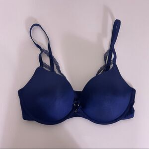 Adore Me Blue Lace Detail Strap Push Up Bra